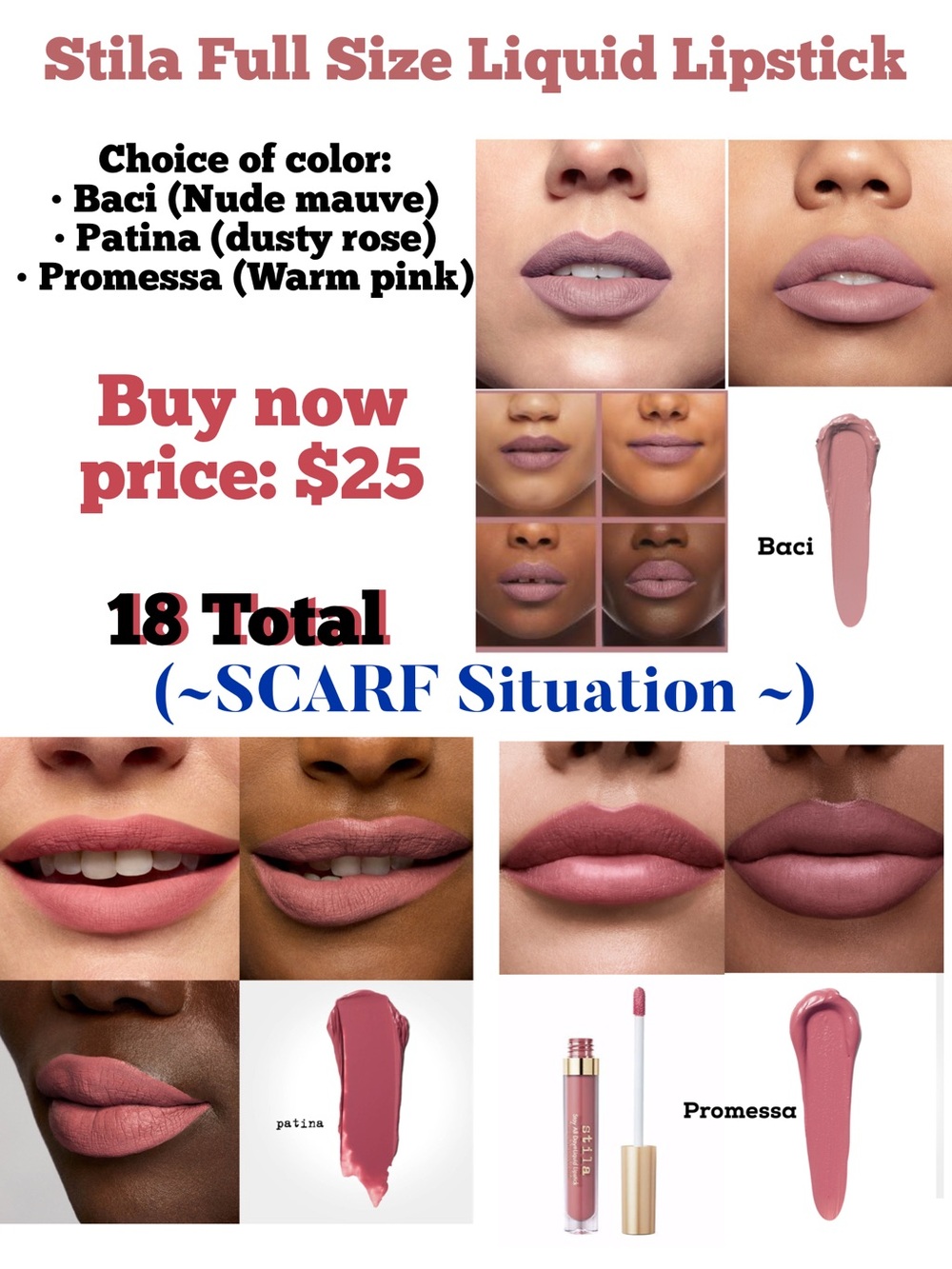 $25 Buy Now Price, Choice of 1 Full Size Stila Liquid Lipstick (Scarf Situation)